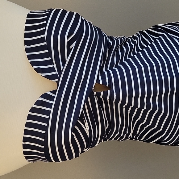 A Pea in The Pod straplesss striped swim top womens size L - Picture 2 of 4